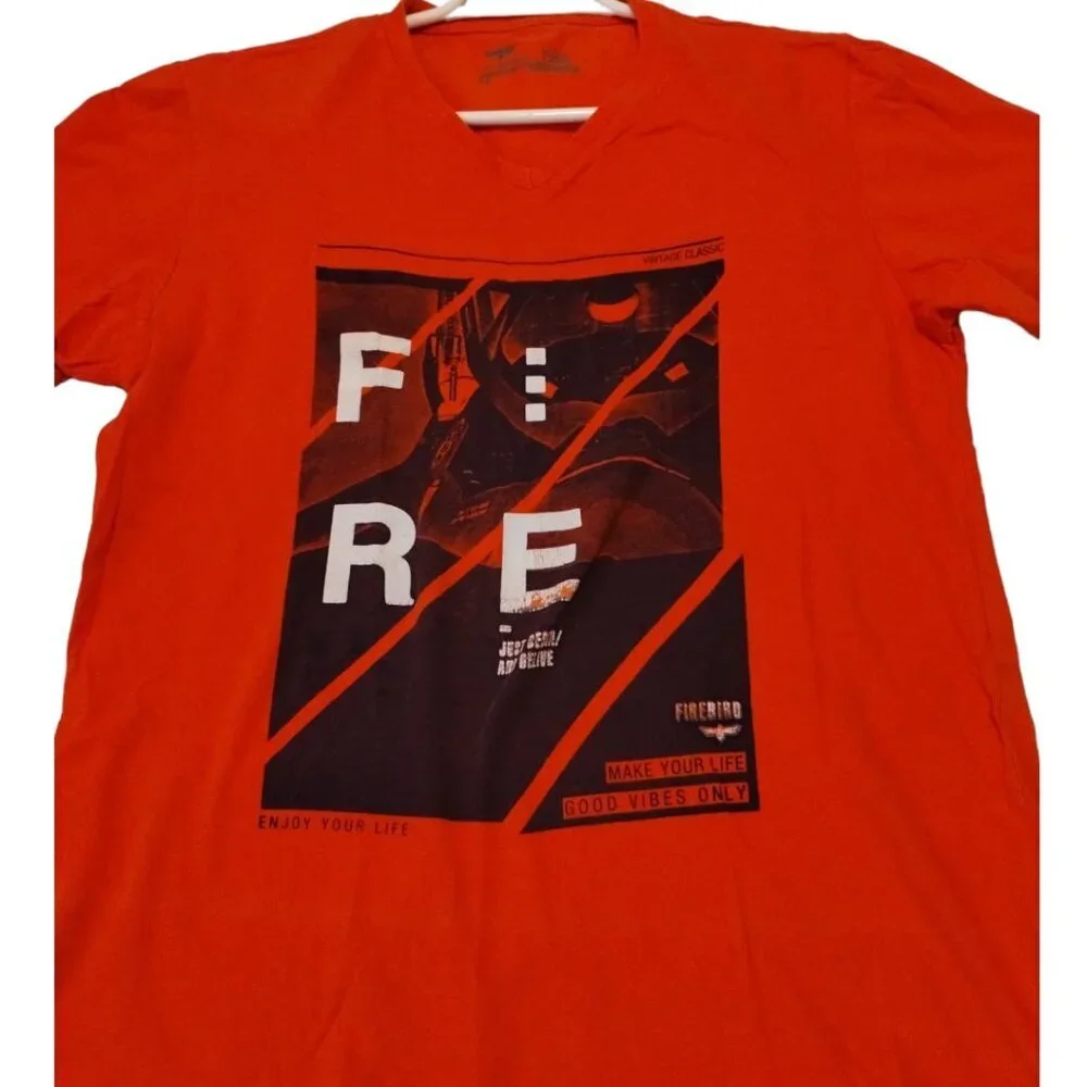 Firebird Mens Classic Vintage Enjoy Your Life Graphic T-Shirt‎ Sz M Short Sleeve